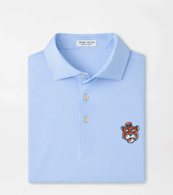 Auburn Vault Border Performance Jersey Polo in Cottage Blue
