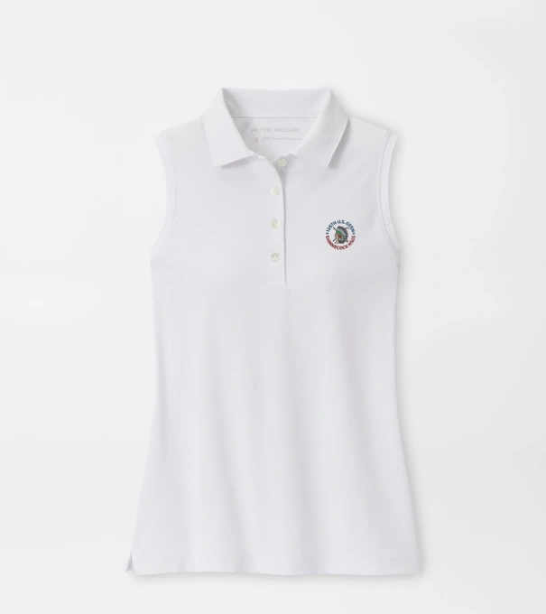 126th U.S. Open Women's Banded Sport Mesh Sleeveless Button Polo in White