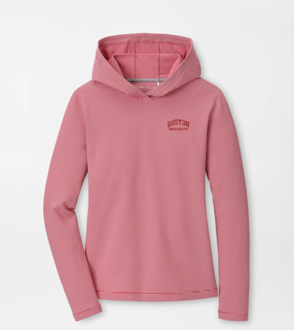 Boston University Women's Pine Sugar Stripe Performance Hoodie in Red3