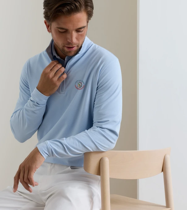 126th U.S. Open Perth Cross-Hatch Performance Quarter-Zip in Stream Blue