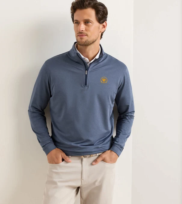 16th Presidents Cup Perth M&eacute;lange Performance Quarter-Zip in Navy