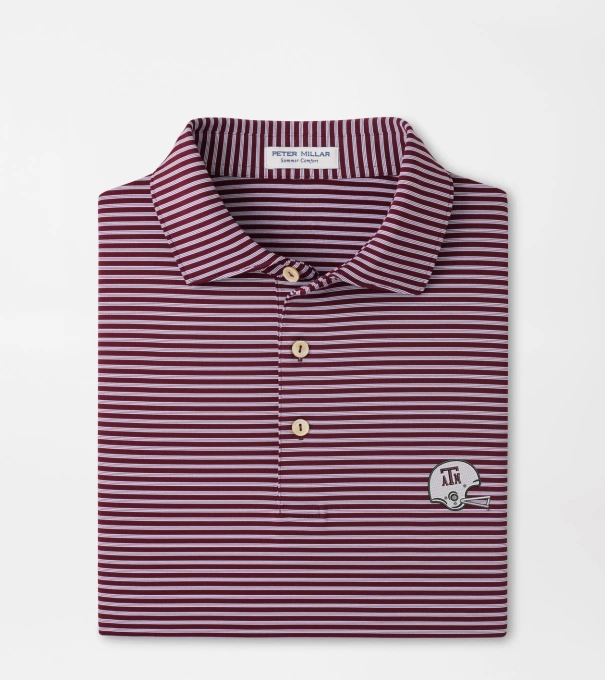 Texas A&M Vault Tiebreaker Performance Jersey Stripe Polo in Maroon3