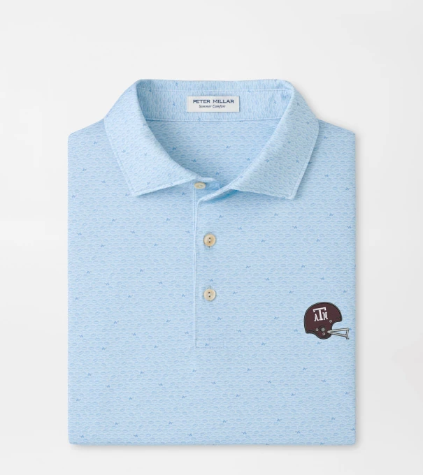 Texas A&M Vault On The Ball Performance Jersey Polo in PALE BLUE