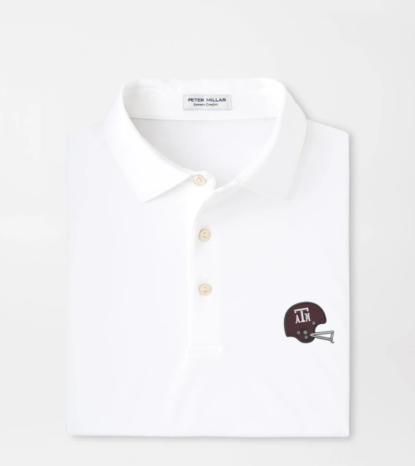 Texas A&M Vault Solid Performance Jersey Polo in White