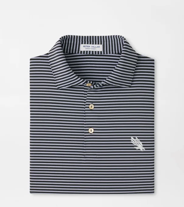 North Texas Tiebreaker Performance Jersey Stripe Polo in Black