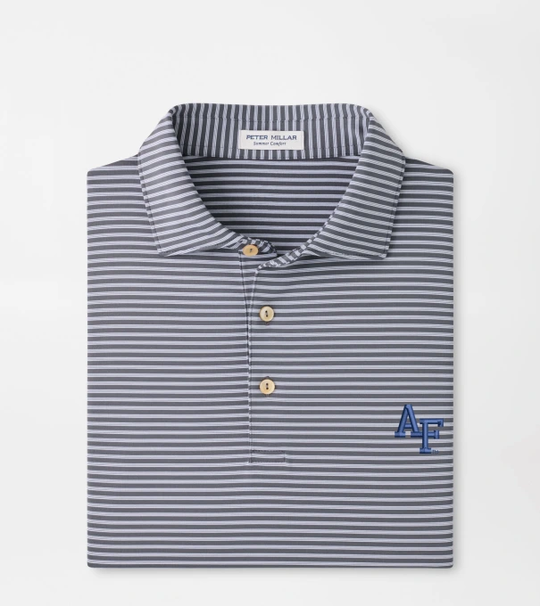 Air Force Academy Tiebreaker Performance Jersey Stripe Polo in Iron