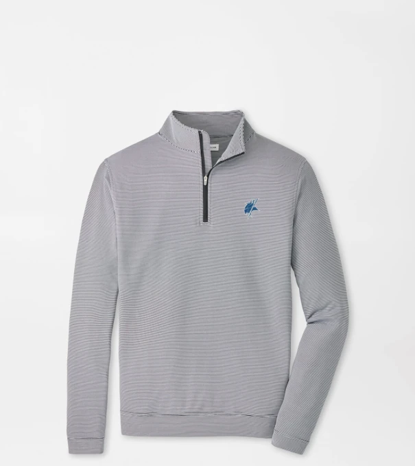 Elizabeth City Perth Sugar Stripe Performance Quarter-Zip in Black/White