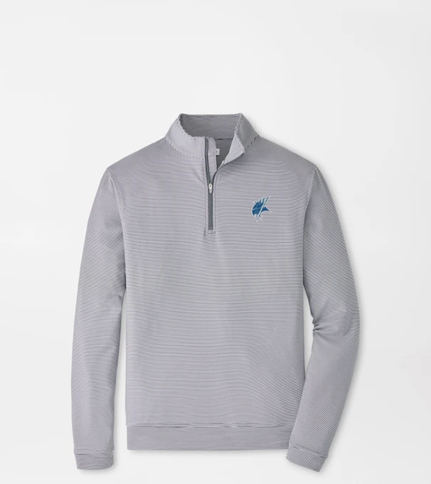 Elizabeth City Perth Sugar Stripe Performance Quarter-Zip in Iron/White