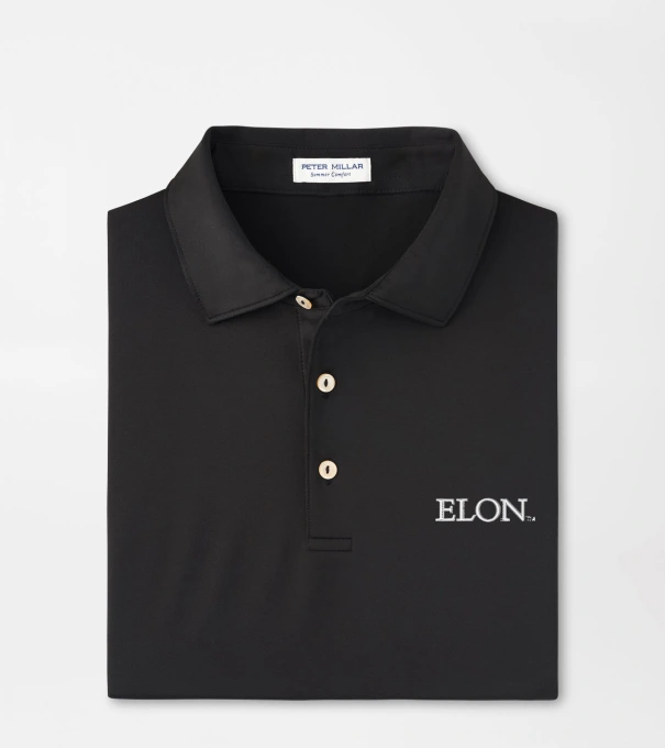 Elon Solid Performance Jersey Polo in Black