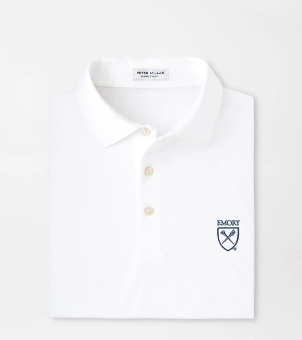 Emory Solid Performance Jersey Polo in White