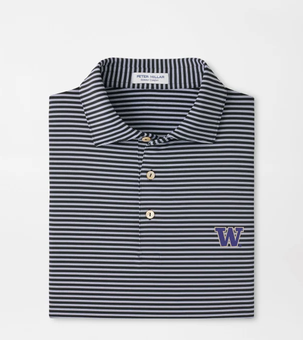 Washington Tiebreaker Performance Jersey Stripe Polo in Black