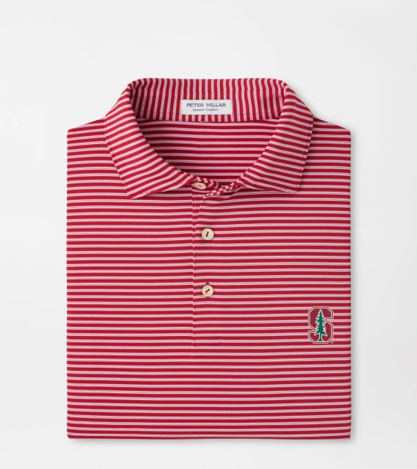 Stanford Tiebreaker Performance Jersey Stripe Polo in Crimson1