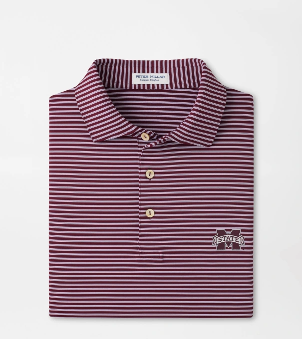 Mississippi State Tiebreaker Performance Jersey Stripe Polo in Maroon3
