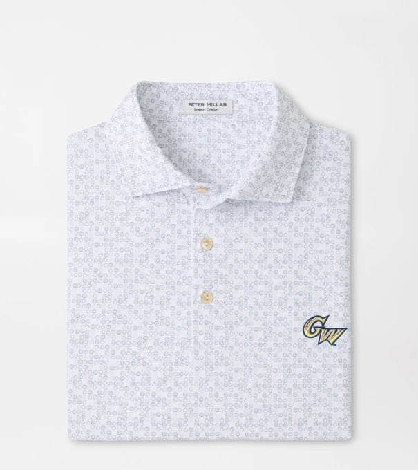 George Washington University Bases Loaded Performance Jersey Polo in White