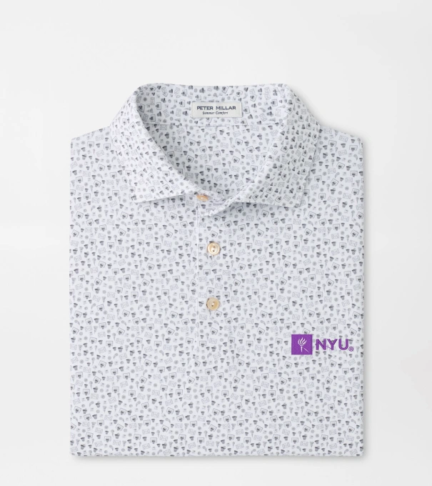 New York University Buzzer Beater Performance Jersey Polo in White