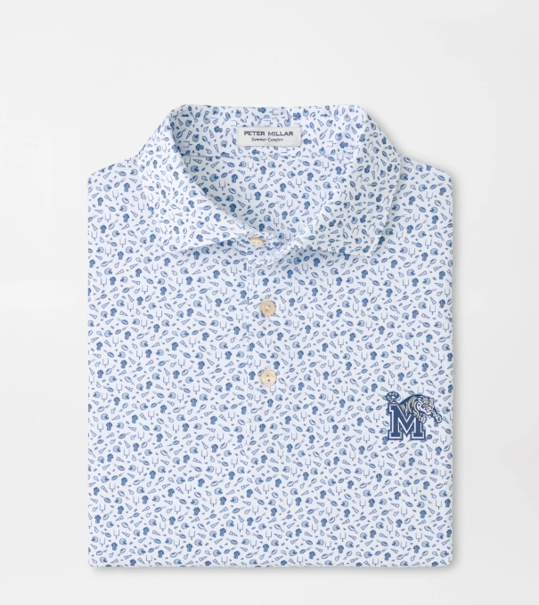 Memphis Kick Off Performance Jersey Polo in Blue Frost