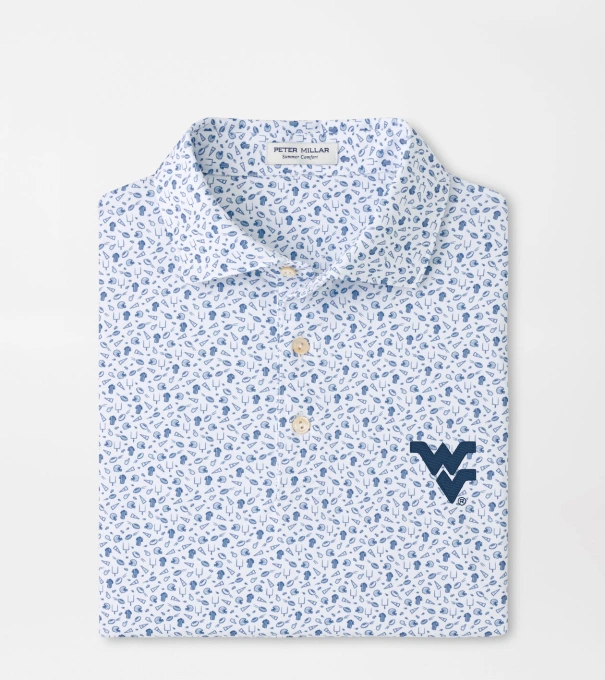 West Virginia Kick Off Performance Jersey Polo in Blue Frost