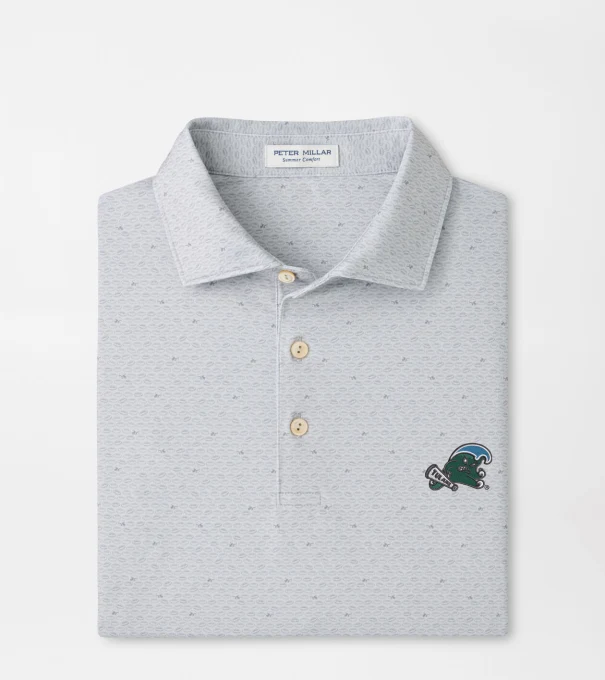 Tulane Green Wave On The Ball Performance Jersey Polo in British Grey