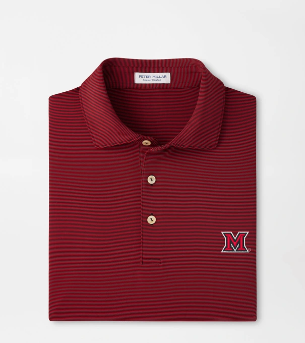 Miami of Ohio Jubilee Performance Jersey Polo in Black / Red3