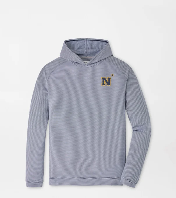 Naval Academy Pine Sugar Stripe Performance Hoodie in Navy