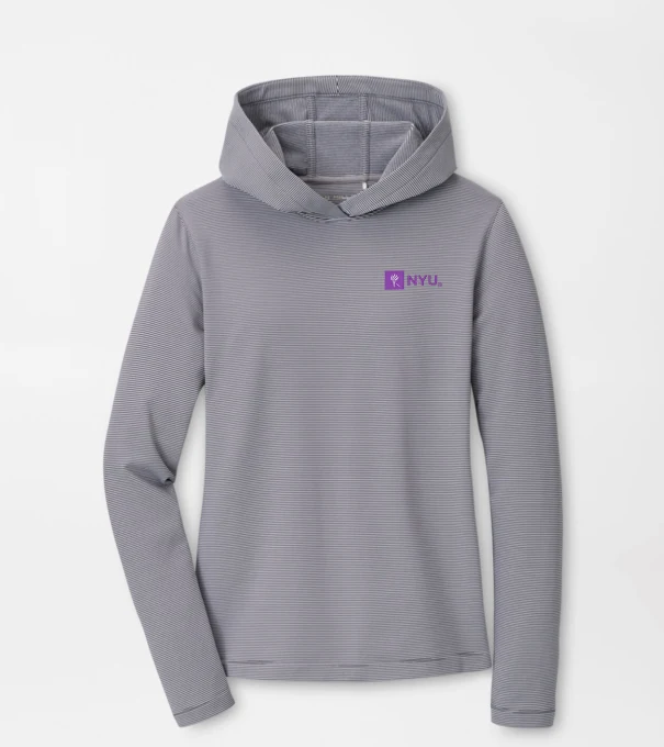 New York University Women's Pine Sugar Stripe Performance Hoodie in Iron