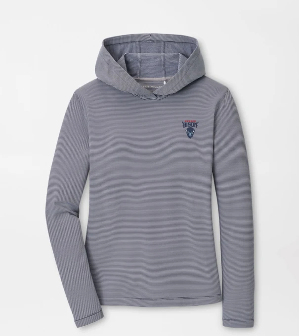 Howard University Women's Pine Sugar Stripe Performance Hoodie in Navy