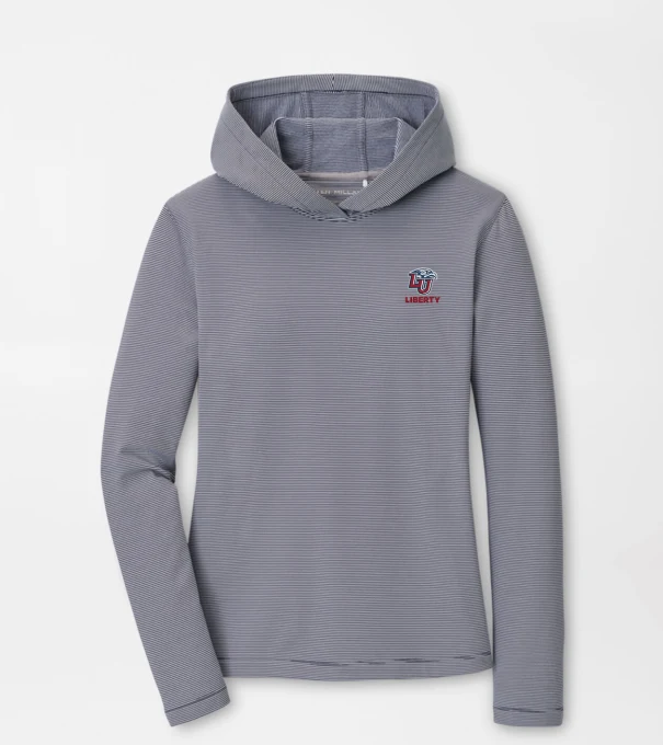 Liberty University Women's Pine Sugar Stripe Performance Hoodie in Navy