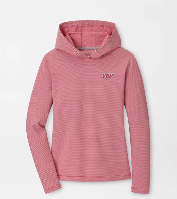 Sacred Heart University Women's Pine Sugar Stripe Performance Hoodie in Red3
