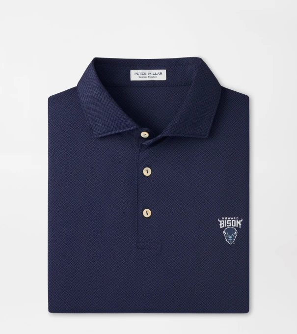 Howard University Hugo Performance Jersey Polo in Navy