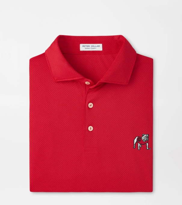 Georgia Standing Bulldog Hugo Performance Jersey Polo in Red3