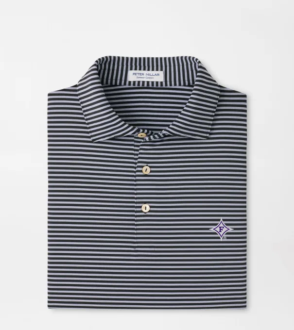 Furman Tiebreaker Performance Jersey Stripe Polo in Black