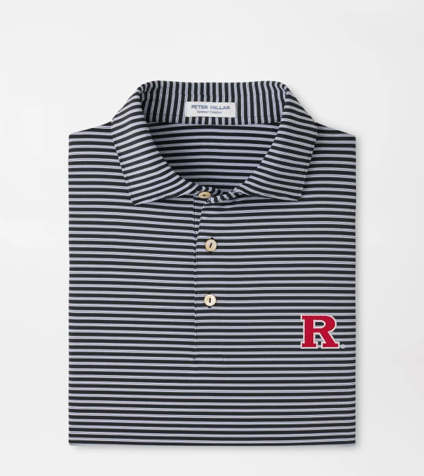 Rutgers Tiebreaker Performance Jersey Stripe Polo in Black