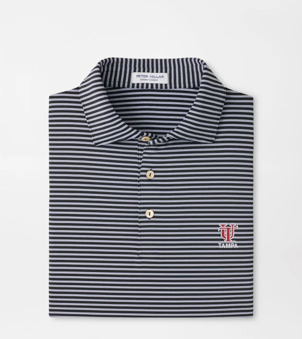 Tampa Tiebreaker Performance Jersey Stripe Polo in Black