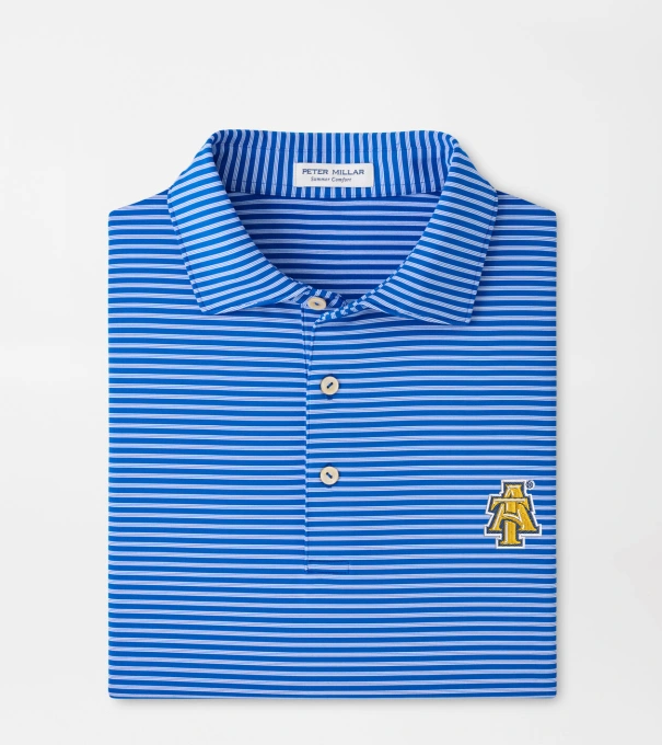 NC A&T Tiebreaker Performance Jersey Stripe Polo in Blue3