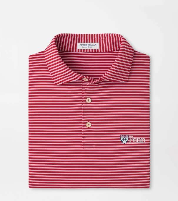 UPenn Tiebreaker Performance Jersey Stripe Polo in Crimson1