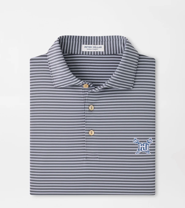 Hampton University Tiebreaker Performance Jersey Stripe Polo in Iron