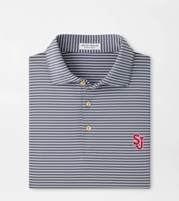 St. Johns University Tiebreaker Performance Jersey Stripe Polo in Iron