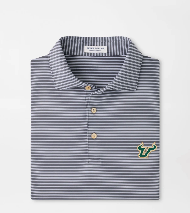 University of South Florida Tiebreaker Performance Jersey Stripe Polo in Iron