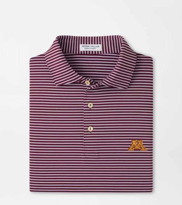 Minnesota Tiebreaker Performance Jersey Stripe Polo in Maroon3