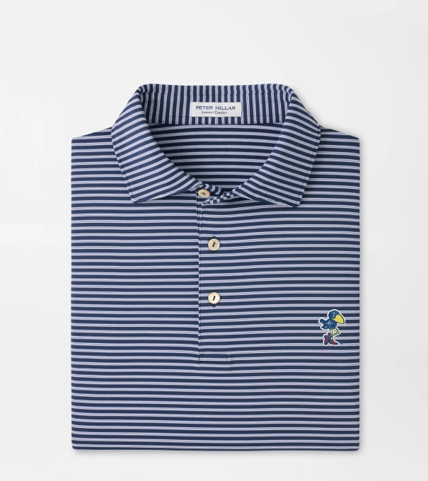 Kansas Vault Tiebreaker Performance Jersey Stripe Polo in Navy