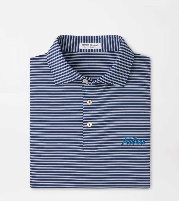 Tulsa Tiebreaker Performance Jersey Stripe Polo in Navy