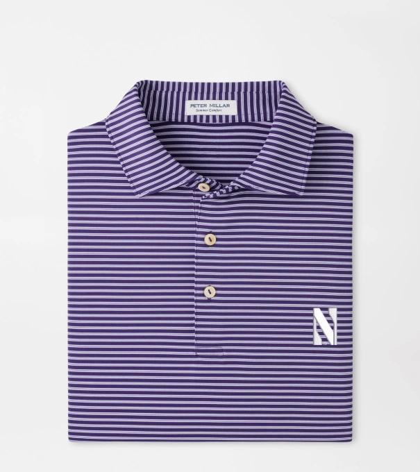 Northwestern Tiebreaker Performance Jersey Stripe Polo in Purple2