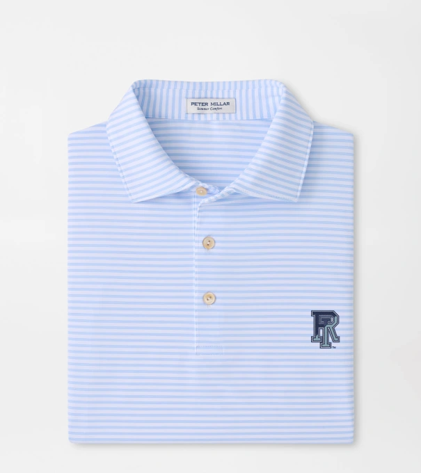 Rhode Island Tiebreaker Performance Jersey Stripe Polo in White