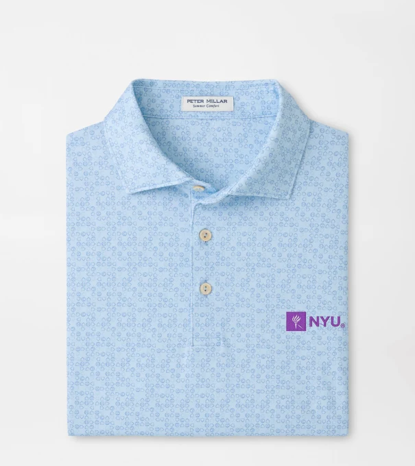 New York University Bases Loaded Performance Jersey Polo in PALE BLUE