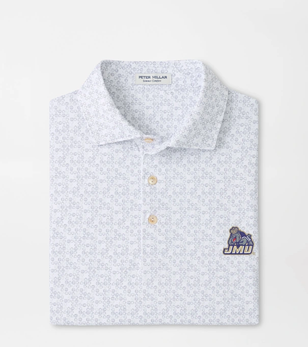 James Madison University Bases Loaded Performance Jersey Polo in White