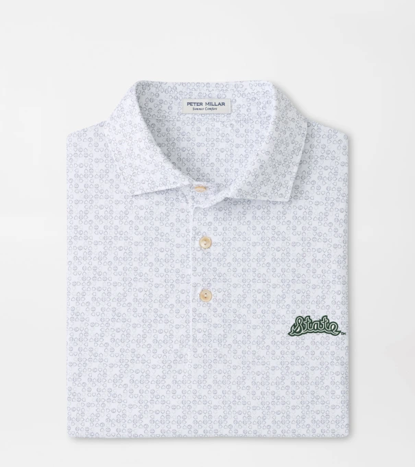 Michigan Vault Bases Loaded Performance Jersey Polo in White