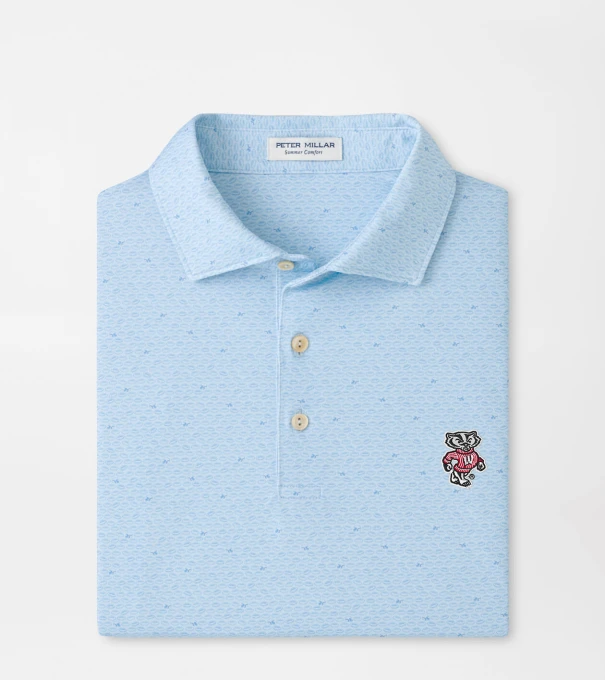 Wisconsin Badgers On The Ball Performance Jersey Polo in PALE BLUE