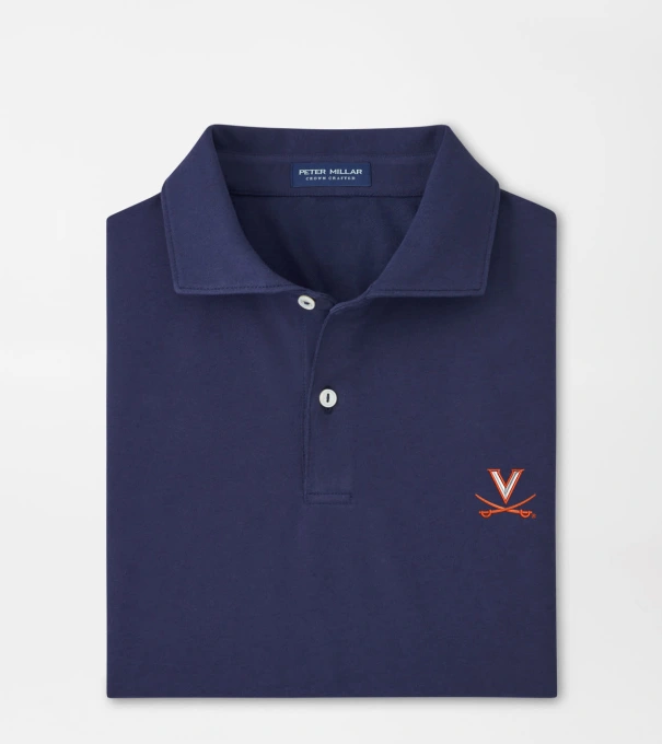 Virginia Albatross Cotton-Blend Piqu&eacute; Polo in Navy