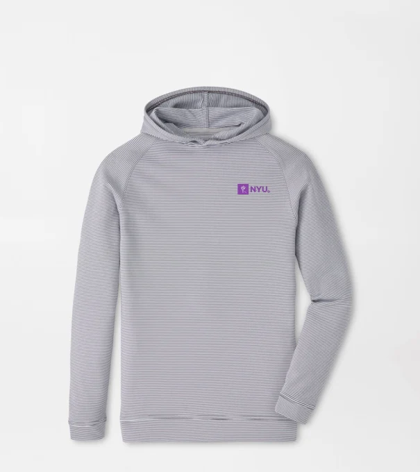 New York University Pine Youth Sugar Stripe Performance Hoodie in Iron