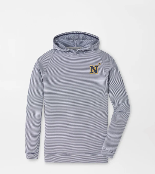 Naval Academy Pine Youth Sugar Stripe Performance Hoodie in Navy